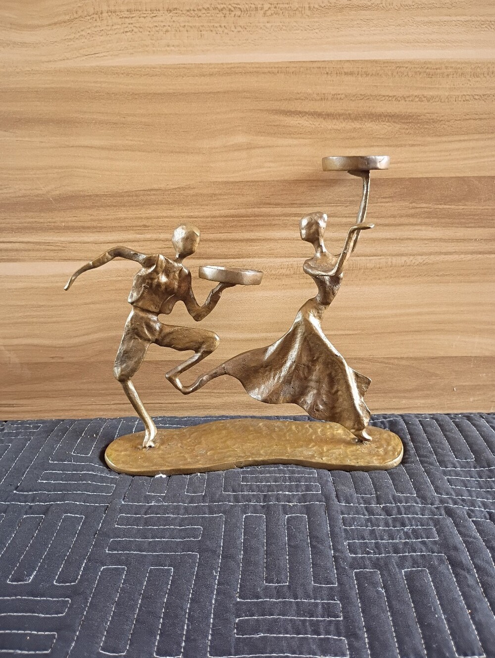 Bronze Dancing Couple Candle Holder - Sculptural Home Accent
